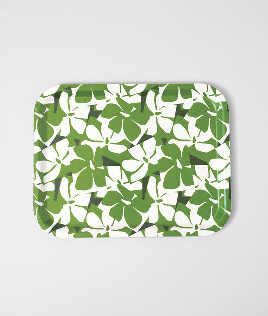 Green Flowers Rectangle  Birch Serving Tray