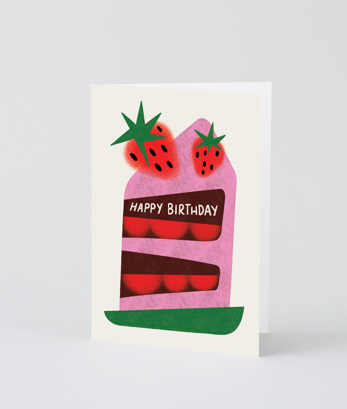 Happy Birthday Strawberry Cake Embossed Greeting Card
