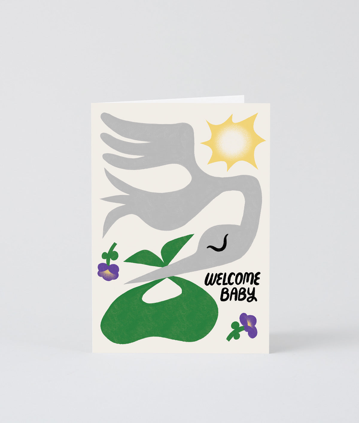 Welcome Baby Stork Embossed Greeting Card