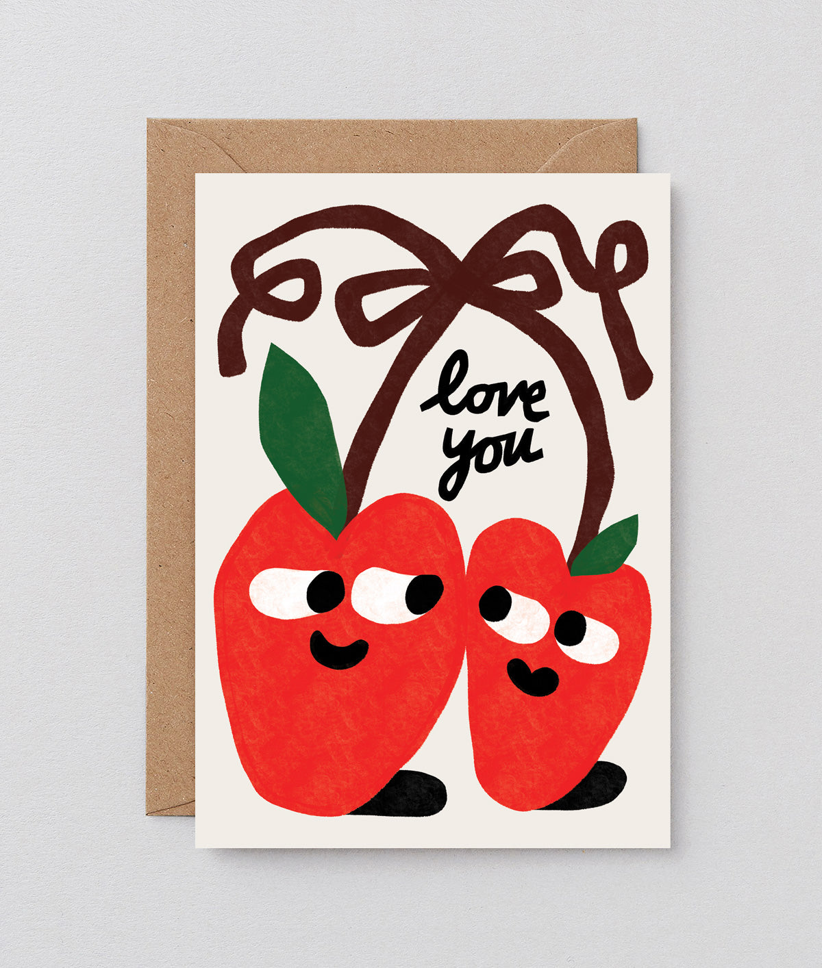 Love You Cherries Embossed Greeting Card