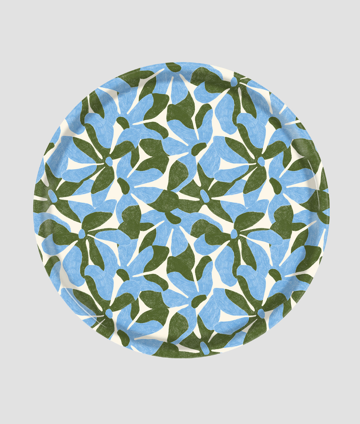 *COMING SOON* Blue Flowers / Natural Round Birch Serving Tray