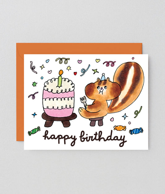 Happy Birthday Squirrel & Cake