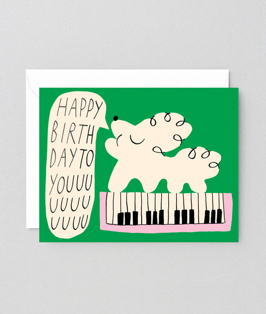 Happy Birthday To You Dog & Keyboard Kids Greeting Card