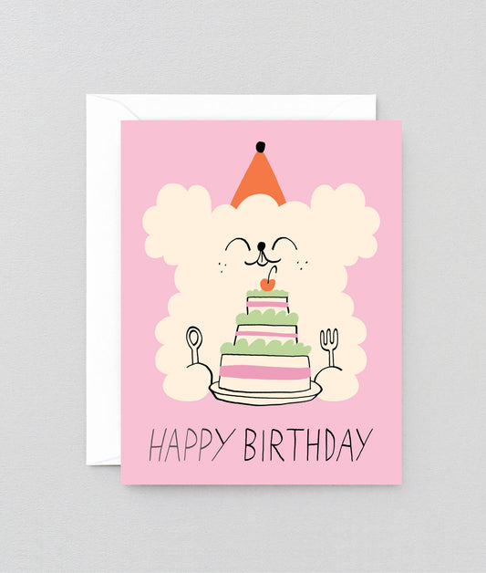 Happy Birthday Dog & Cake Kids Greeting Card