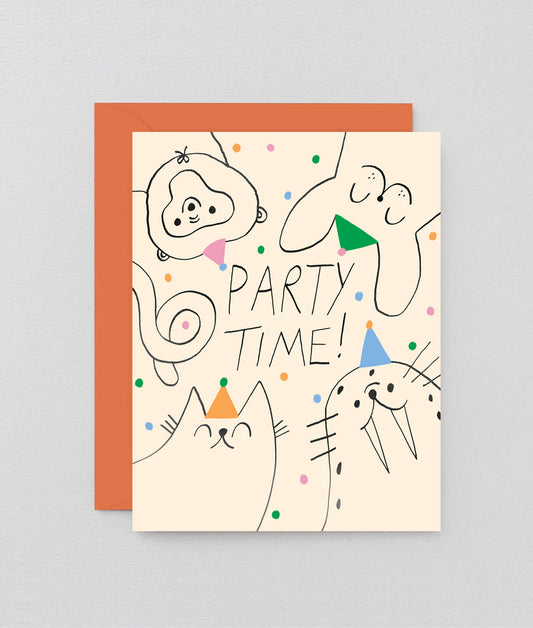 Party Time Animals Kids Greeting Card